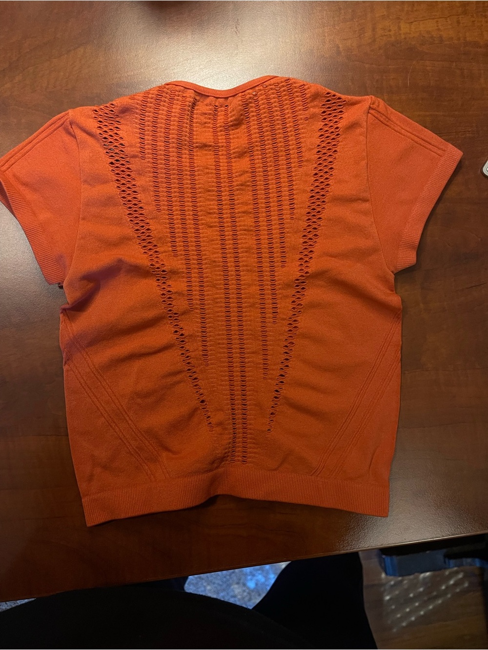 Urban Outfitters Orange Open-Knit Short Sleeve Tee